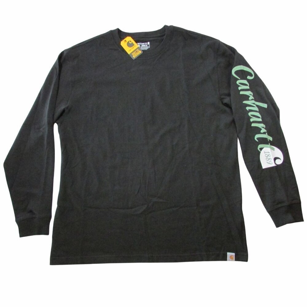 Carhartt Men's Long Sleeve Loose Fit Heavyweight Script Sleeve Graphic T-Shirt B